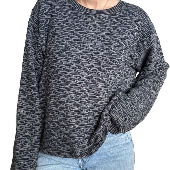 Vintage Peconic Bay Gray Textured Knitted Sweater Crewneck Men Size Large Coogie - Picture 12 of 13